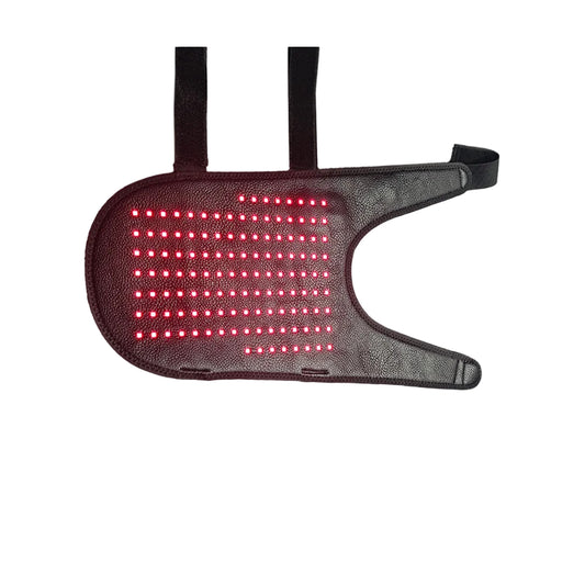 Black leather pet wrap with red LED lights 